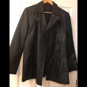 Leather Black Peacoat